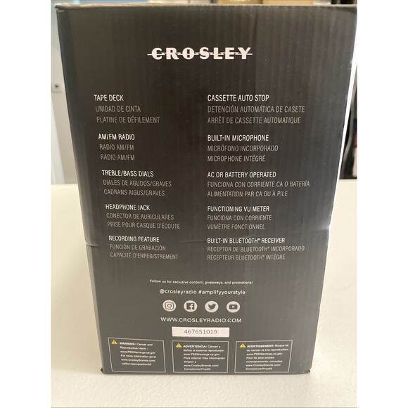 Crosley Stranger Things Cassette Player Recorder Silver CT200B-SI First Release - Picture 3 of 5